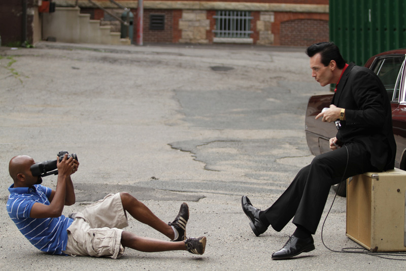 Hariharan and Jason James on set for the Folsom Prison shoot Hariharan and Jason James on set for the Folsom Prison shoot