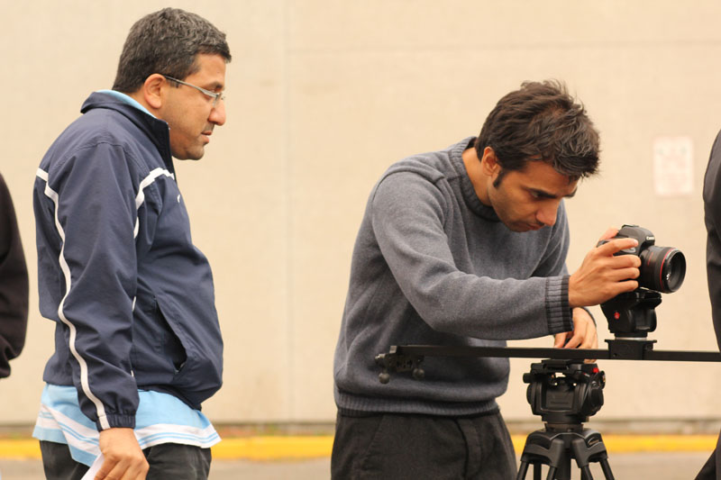 Atlas FLT Camera slider rolls as Director Jawad Mir looks on Atlas FLT Camera slider rolls as Director Jawad Mir looks on