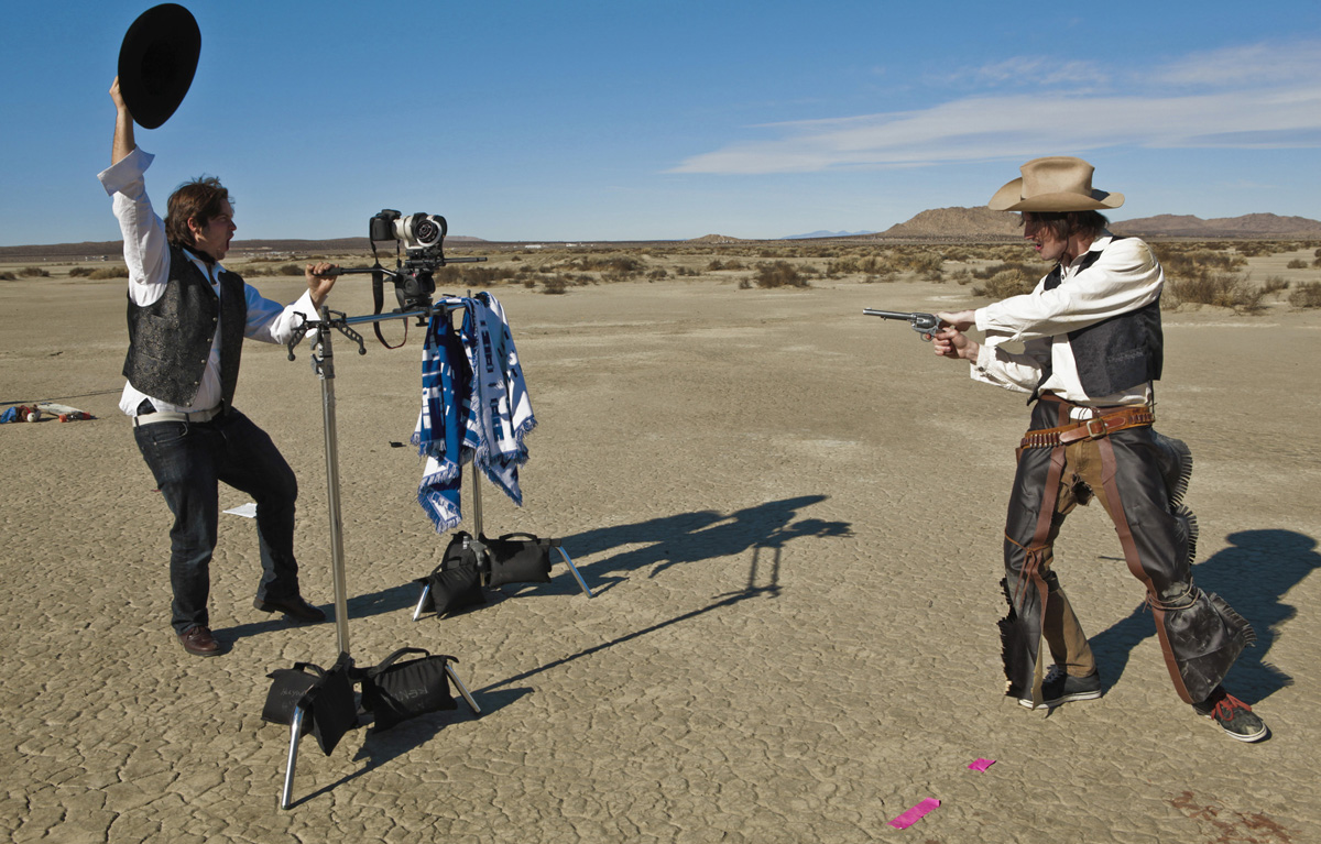 The boys have some fun setting up the next shot The boys have some fun setting up the next shot