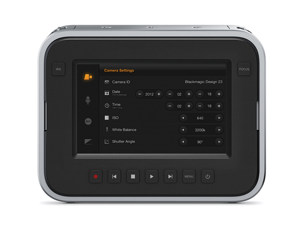 Blackmagic Design Cinema Camera touch screen and menu preview Blackmagic Design Cinema Camera touch screen and menu preview